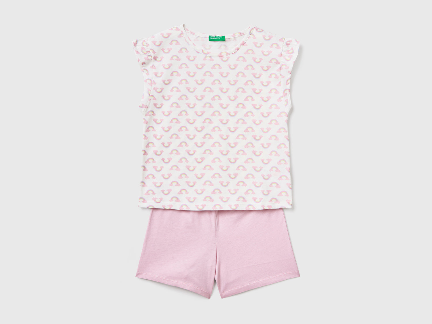 Pigiama corto leggero in puro cotone da bambina multi-color | Benetton Outlet