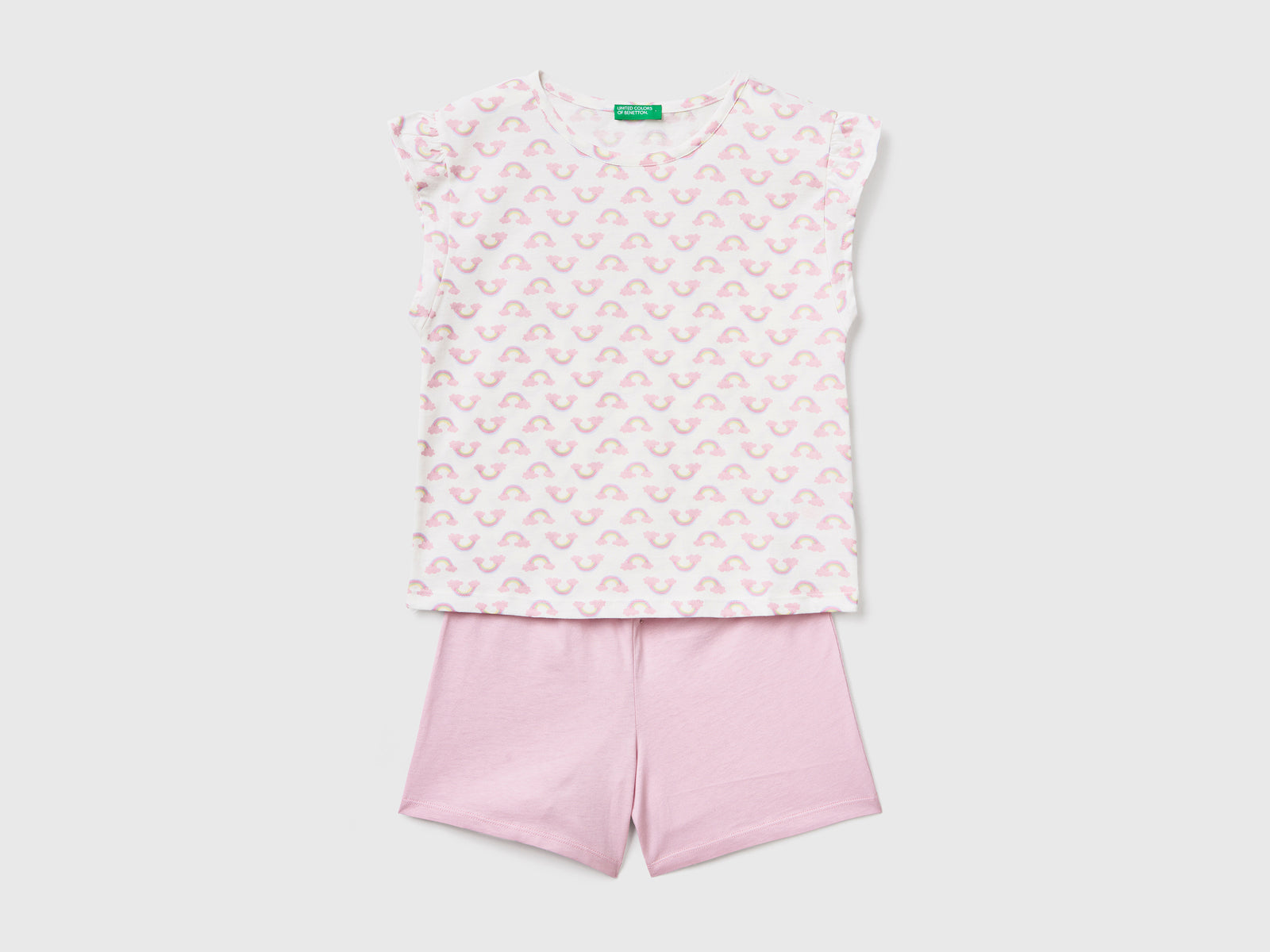Pigiama corto leggero in puro cotone da bambina multi-color | Benetton Outlet