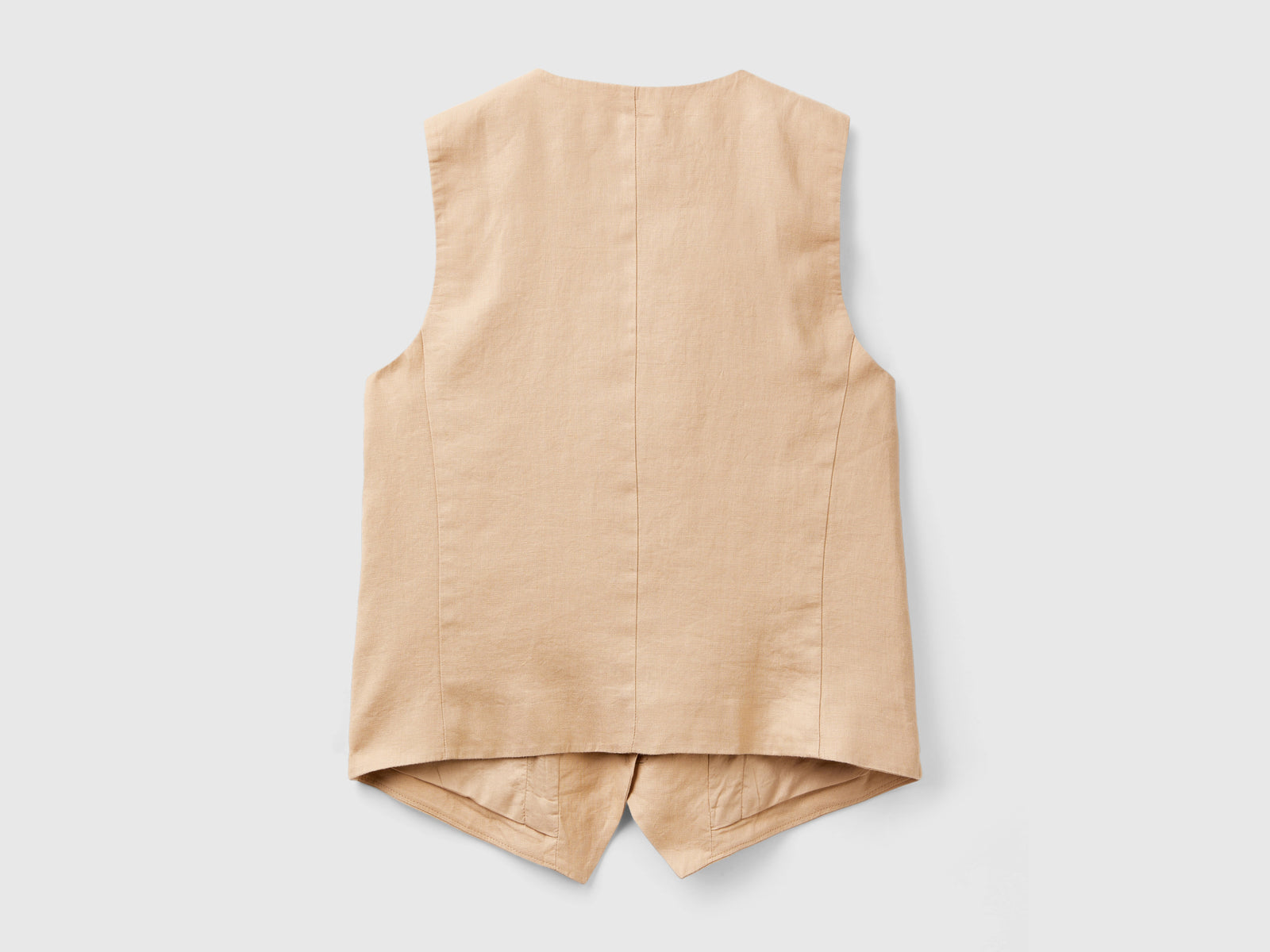 Gilet in puro lino da donna cammello 2 | Benetton Outlet