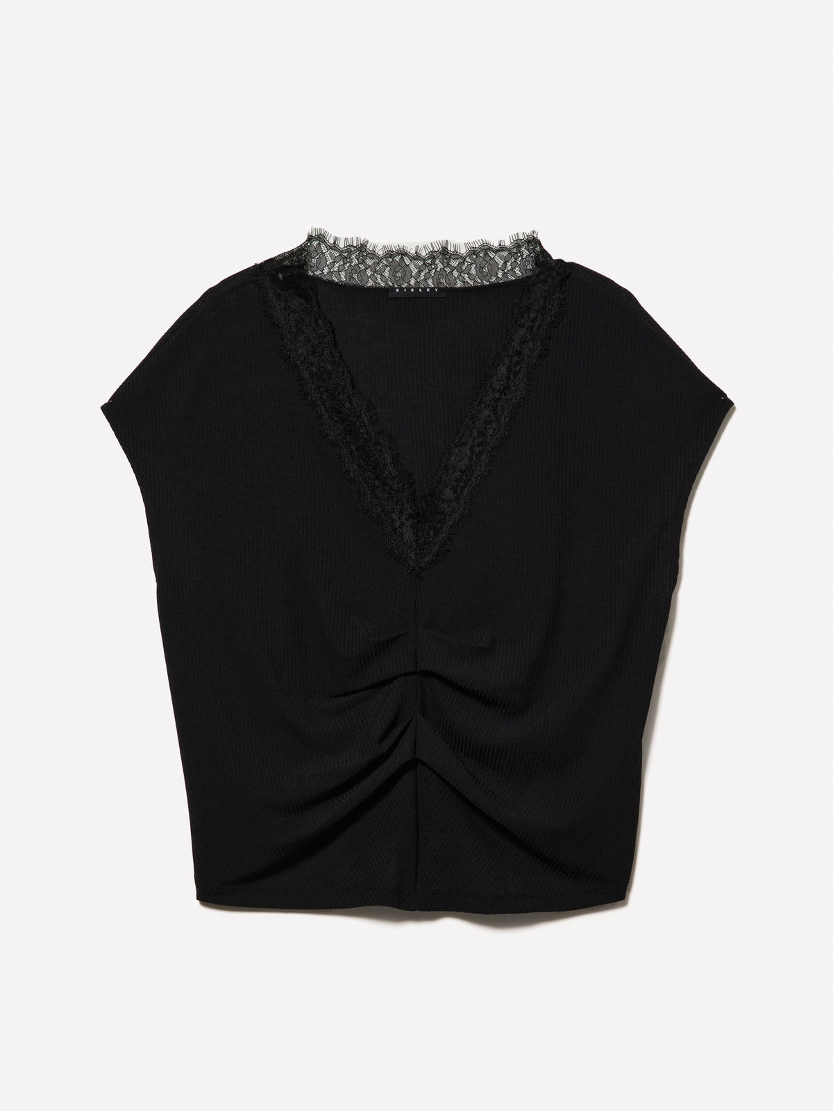 T-shirt arricciata con pizzo