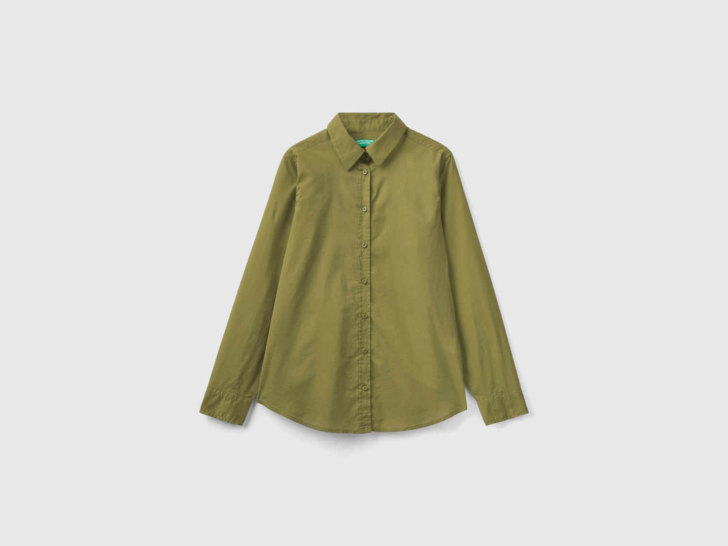 Camicia in cotone leggero da donna verde militare | Benetton Outlet