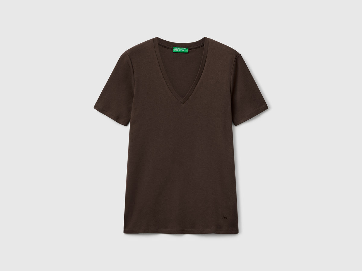 T-shirt in puro cotone con scollo a V