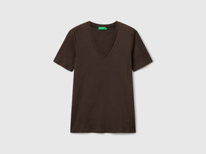 T-shirt in puro cotone con scollo a V