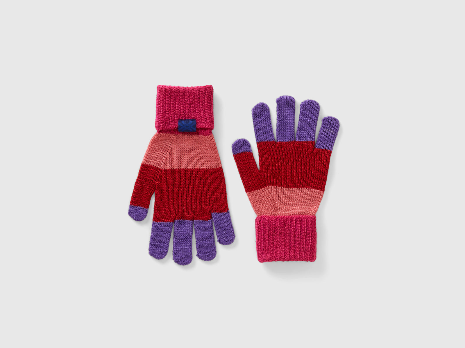 Guanti a righe da bambino viola | Benetton Outlet