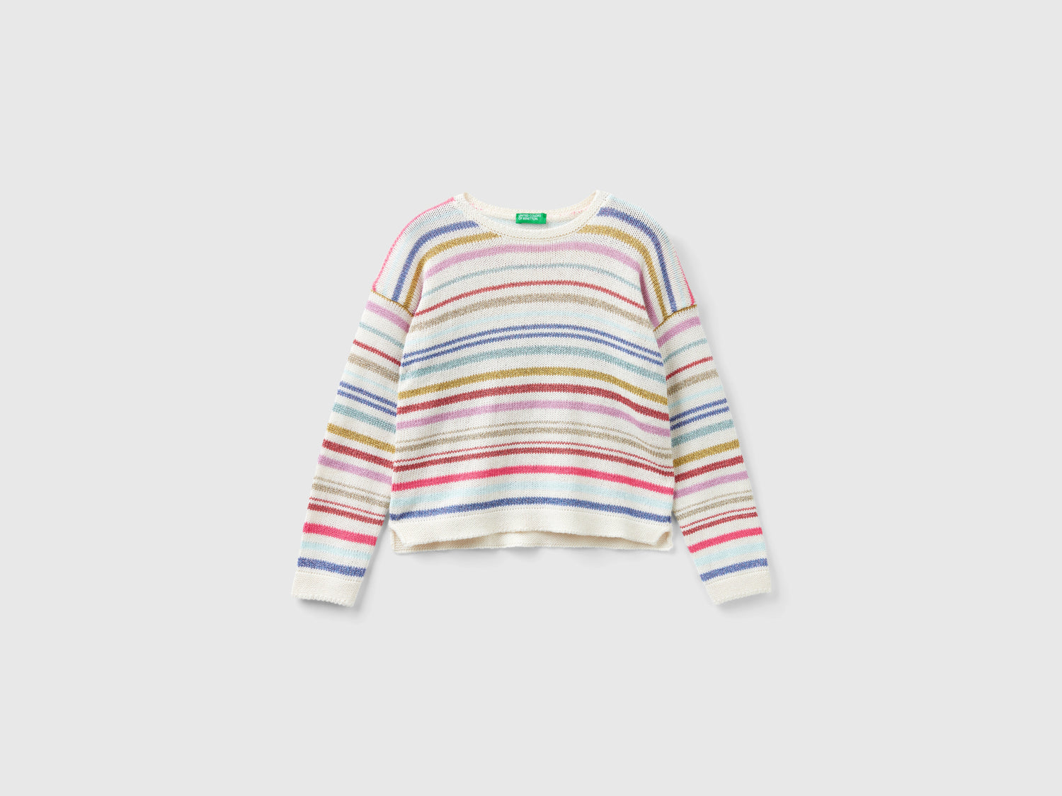 Maglioncino a righe con lurex da bambina multi-color | Benetton Outlet