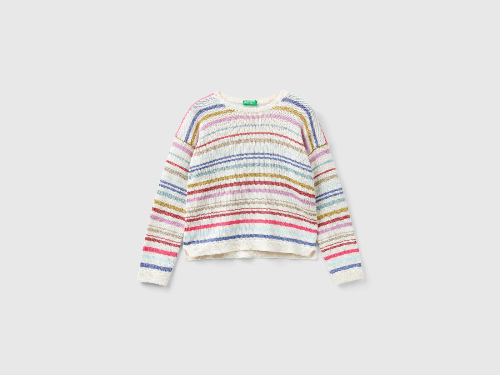Maglioncino a righe con lurex da bambina multi-color | Benetton Outlet
