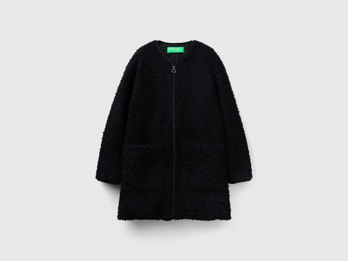 Cappotto teddy in pelliccetta sintetica