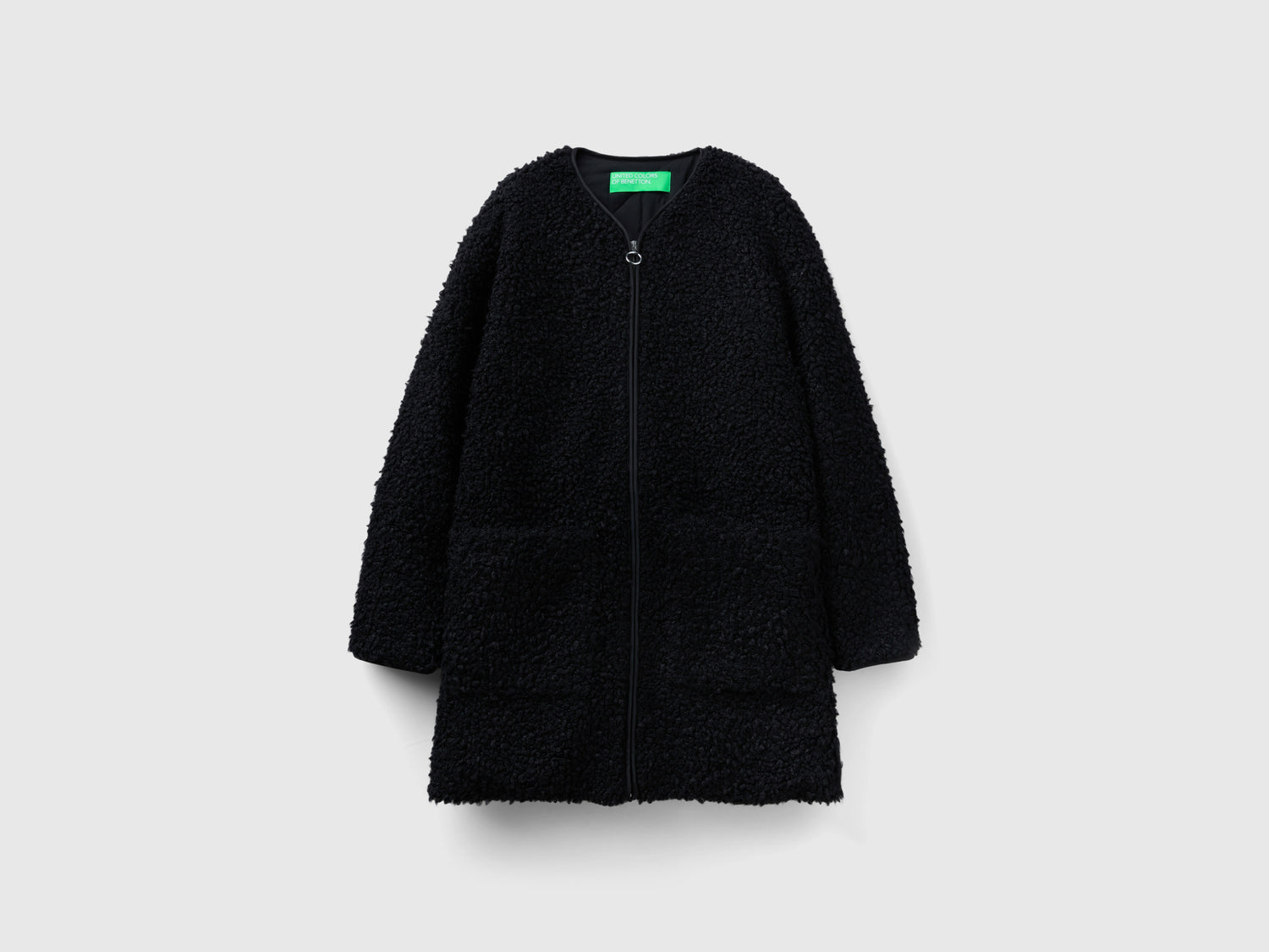 Cappotto teddy in pelliccetta sintetica da donna nero | Benetton Outlet