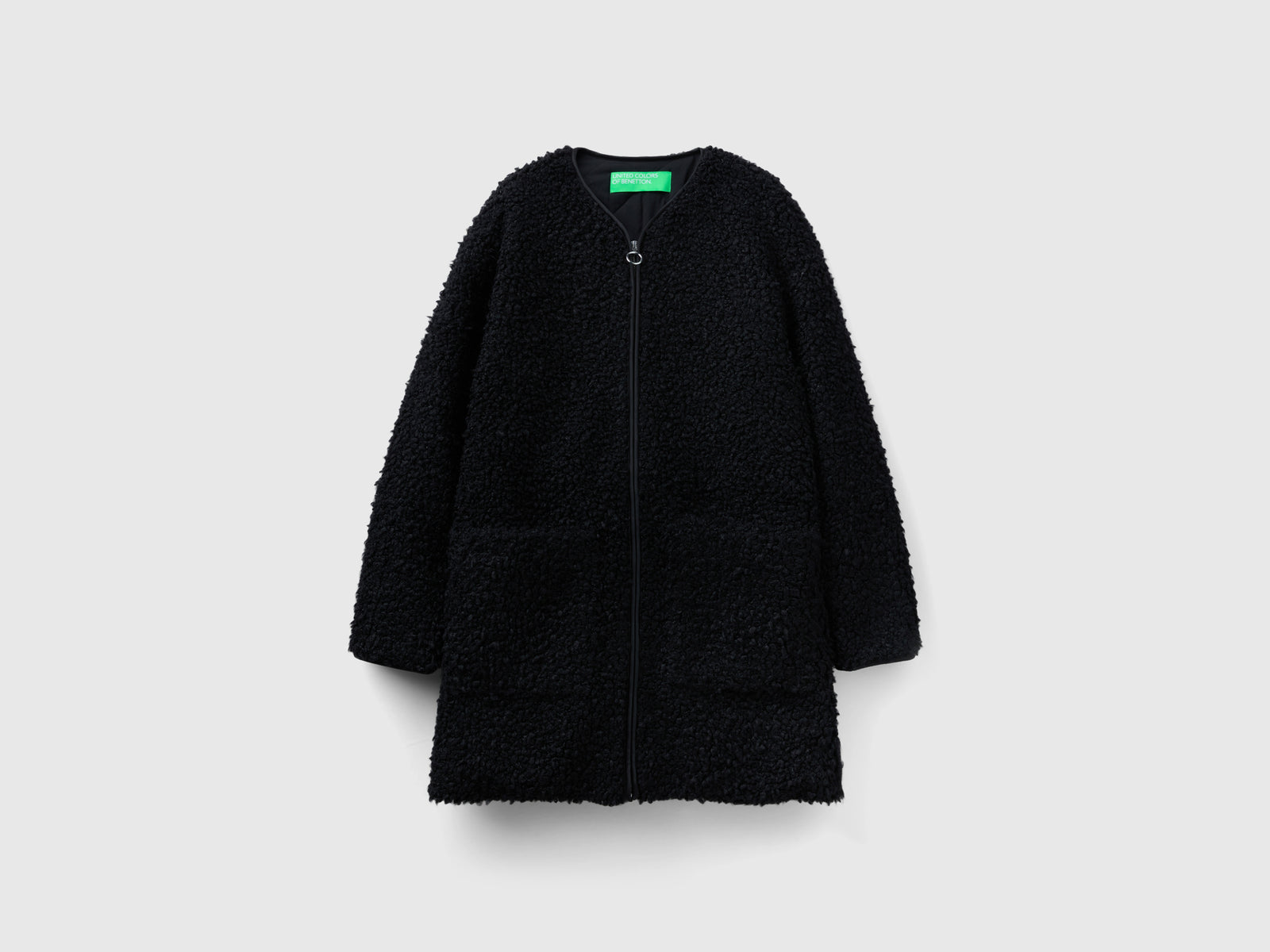 Cappotto teddy in pelliccetta sintetica da donna nero | Benetton Outlet