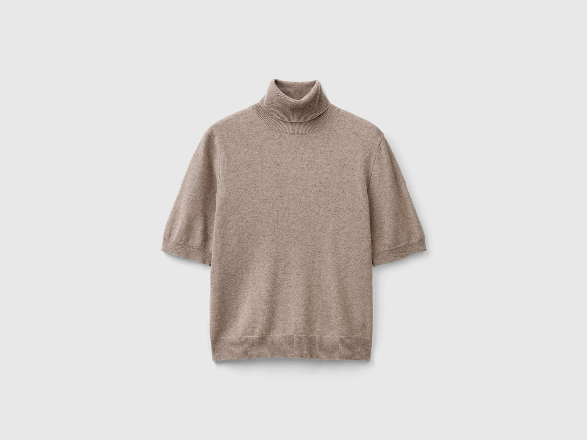 Dolcevita mélange a manica corta in misto cashmere