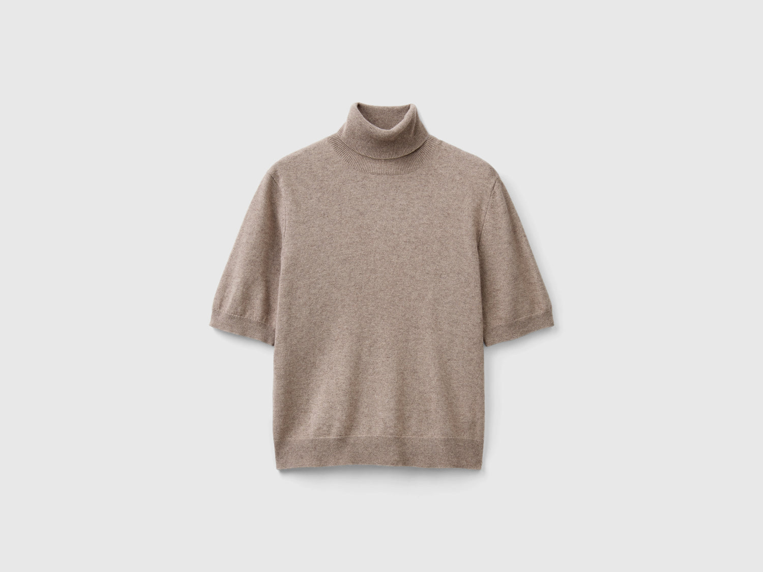 Dolcevita mélange a manica corta in misto cashmere da donna marrone | Benetton Outlet