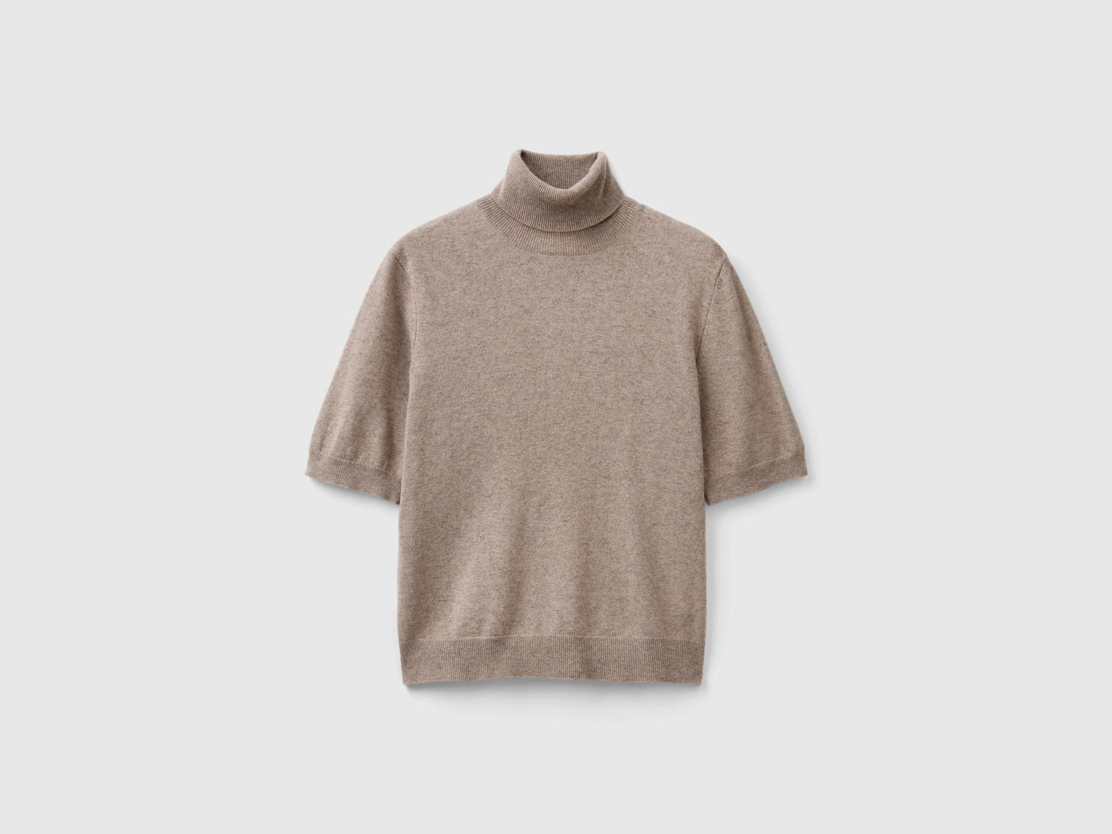Dolcevita mélange a manica corta in misto cashmere da donna marrone | Benetton Outlet