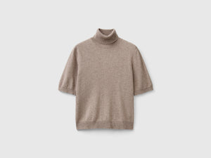 Dolcevita mélange a manica corta in misto cashmere