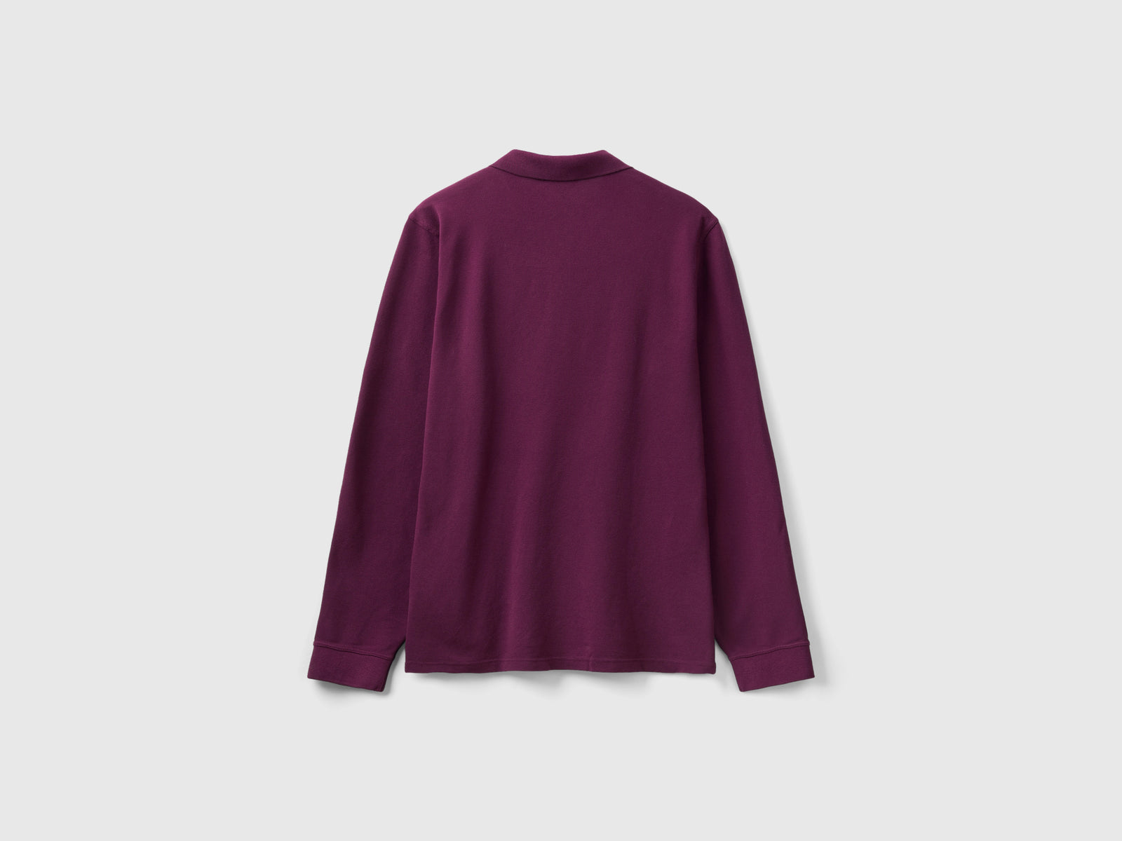 Polo a manica lunga 100% cotone da uomo bordeaux 2 | Benetton Outlet