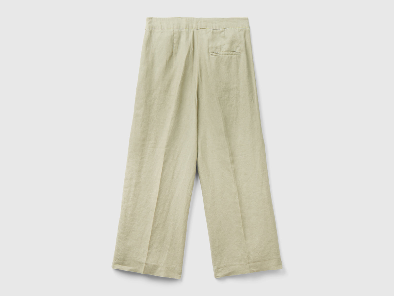 Pantaloni cropped in puro lino da donna beige 2 | Benetton Outlet