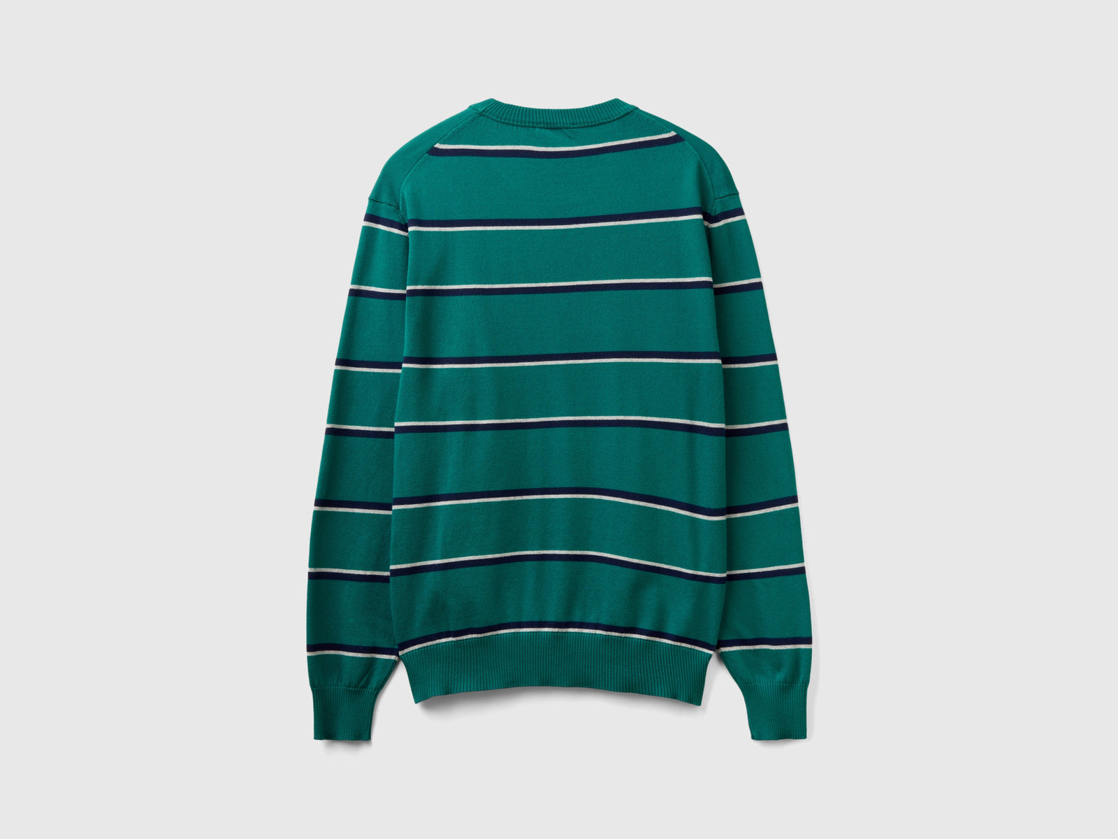 Maglia a righe 100% cotone da uomo verde scuro 2 | Benetton Outlet