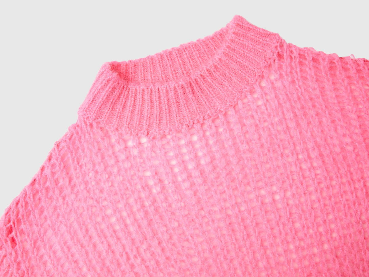 Mohair blend mesh turtleneck