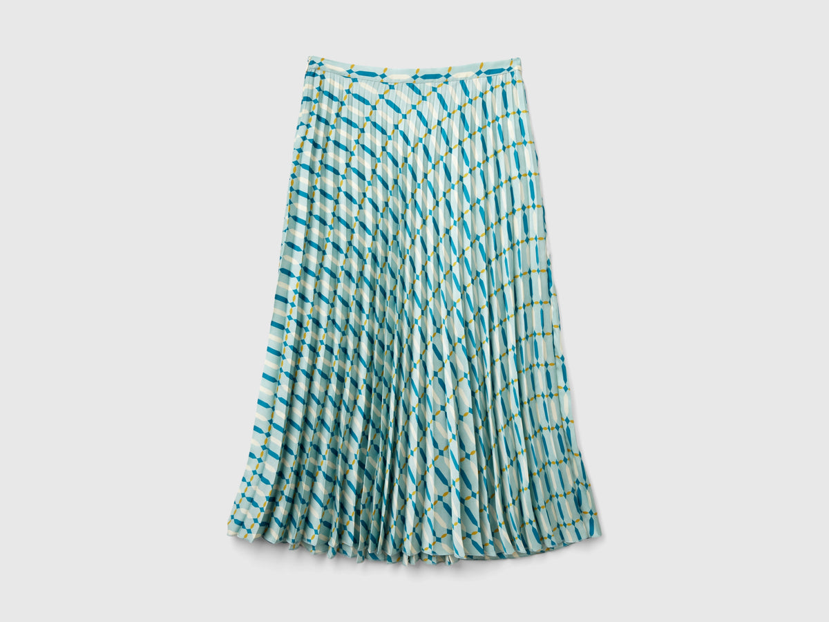 Gonna plissettata con fantasia geometrica