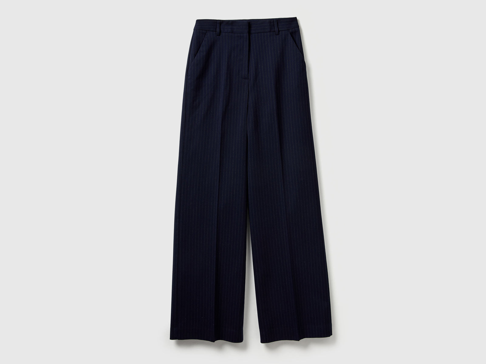 Pantaloni ampi gessati da donna blu | Benetton Outlet