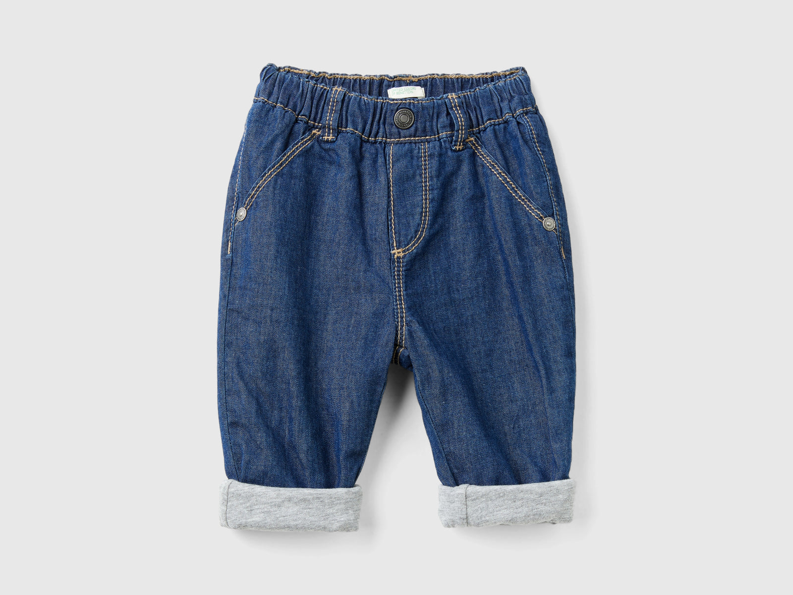 Pantaloni in chambray da neonato blu | Benetton Outlet