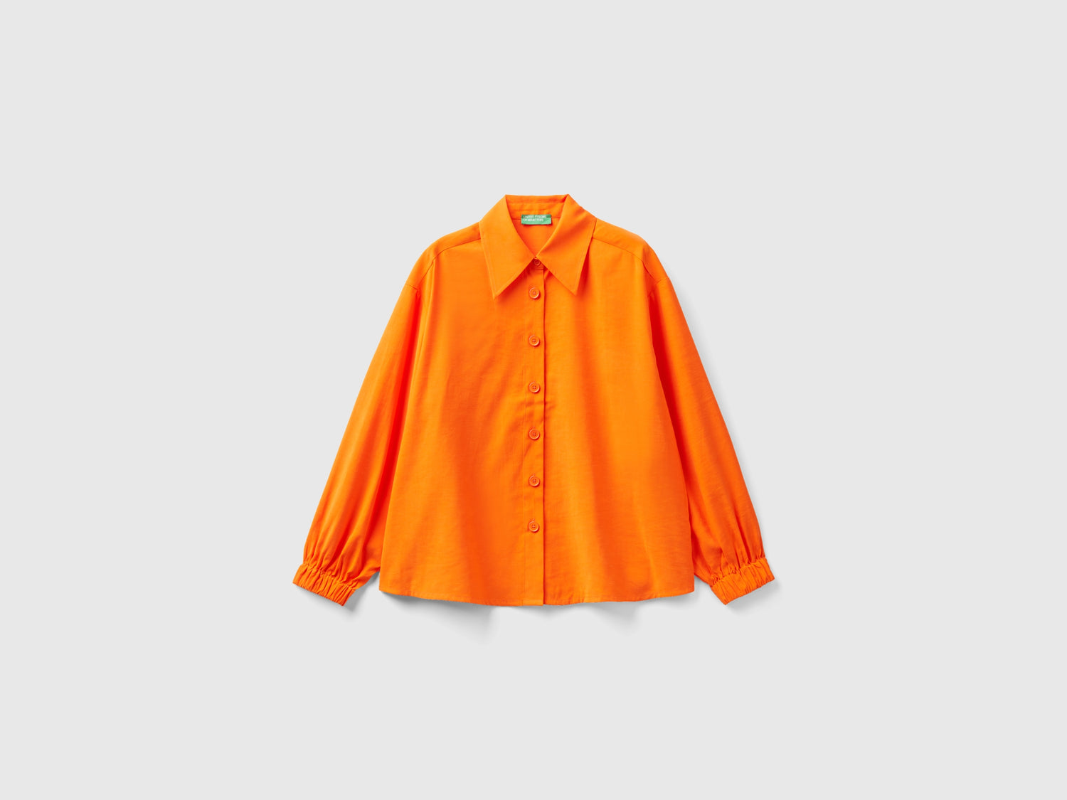 Camicia in viscosa e lino da donna arancione | Benetton Outlet