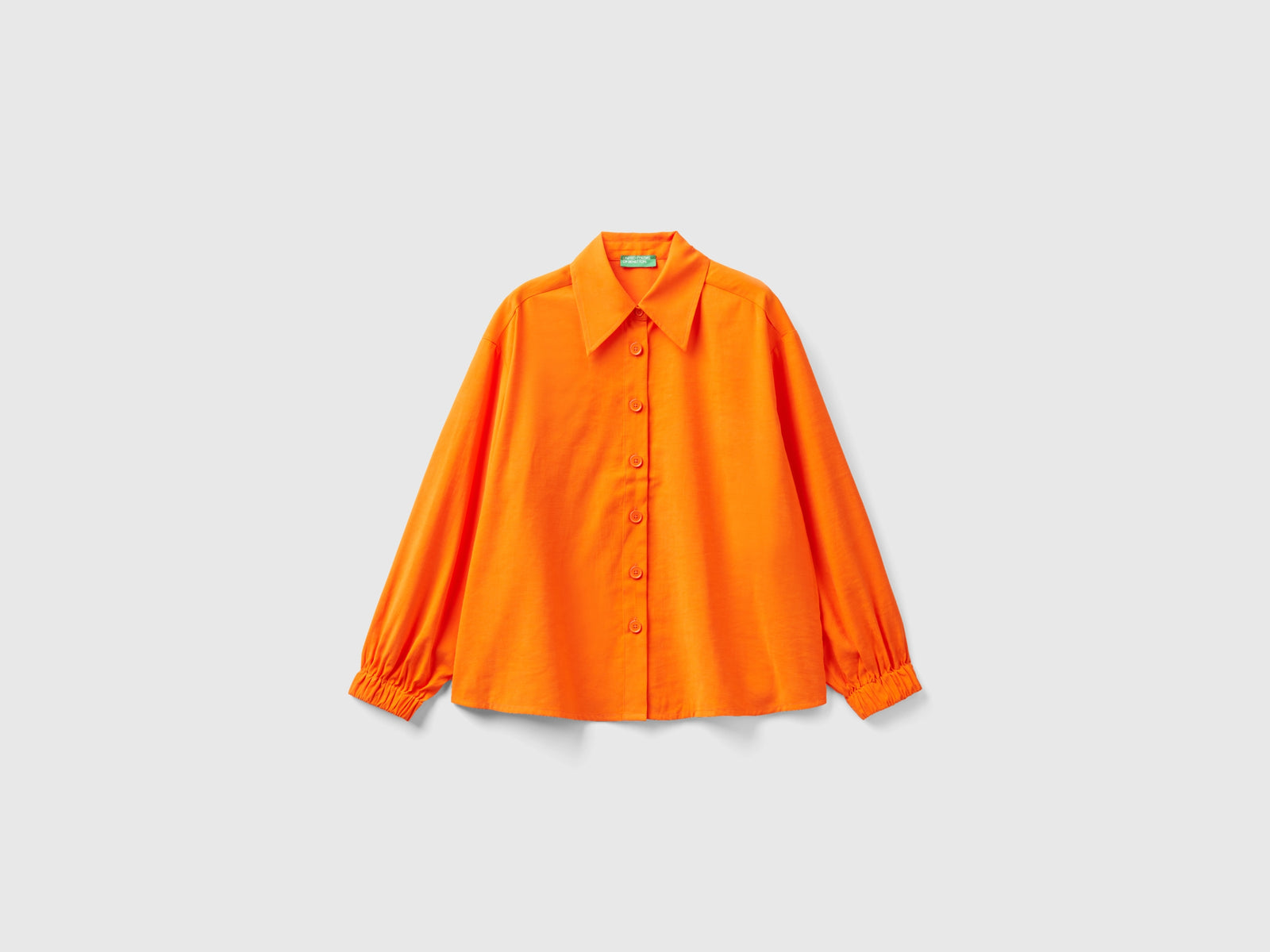 Camicia in viscosa e lino da donna arancione | Benetton Outlet