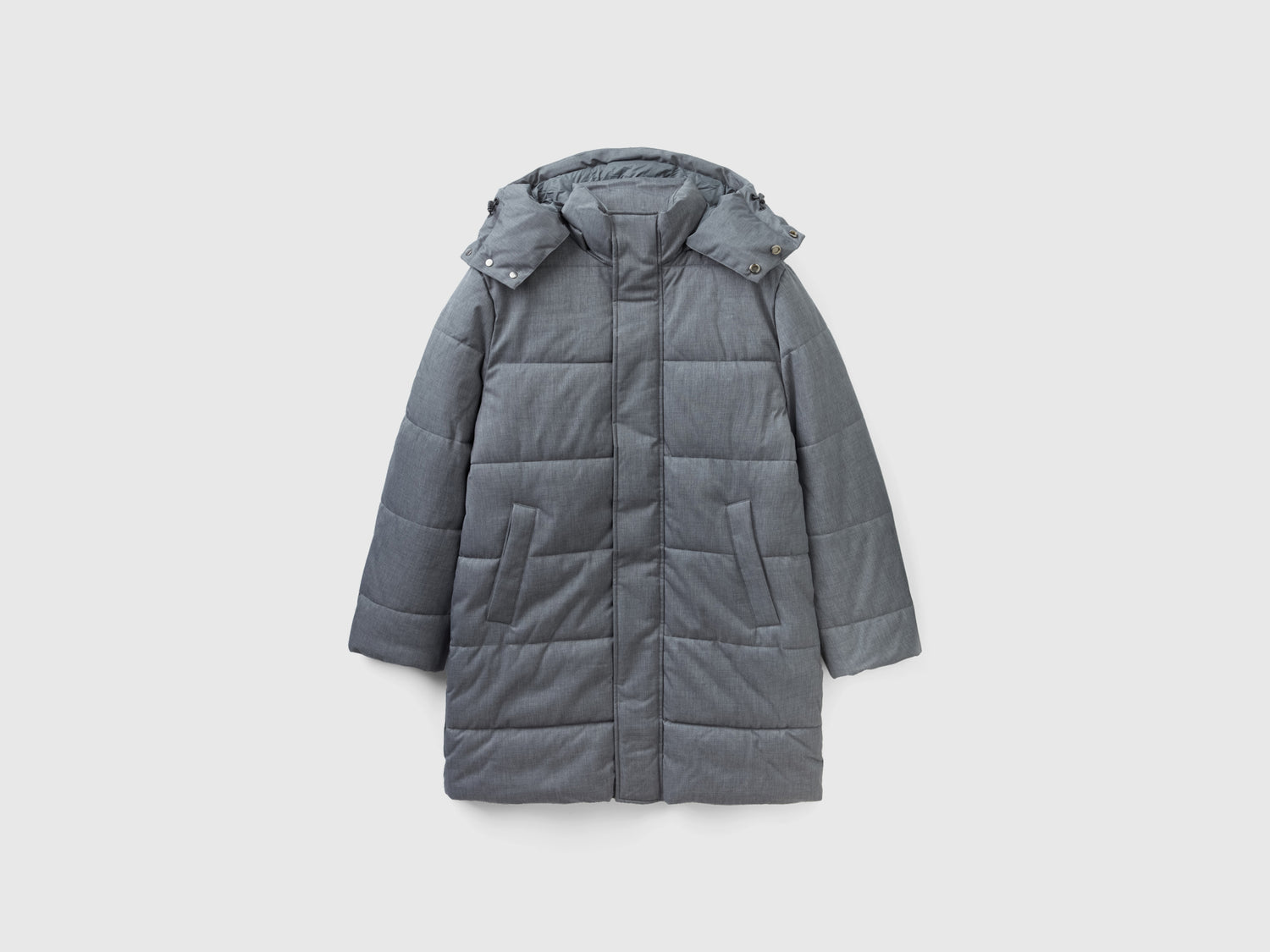 Piumino lungo con cappuccio staccabile da uomo grigio | Benetton Outlet