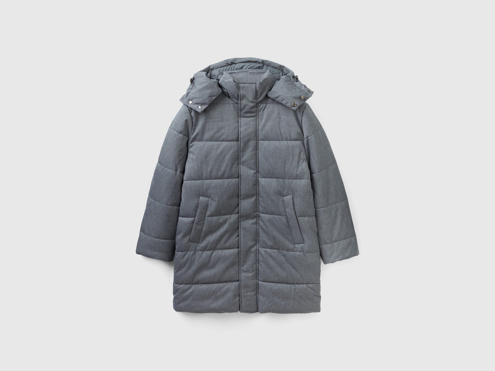 Piumino lungo con cappuccio staccabile da uomo grigio | Benetton Outlet