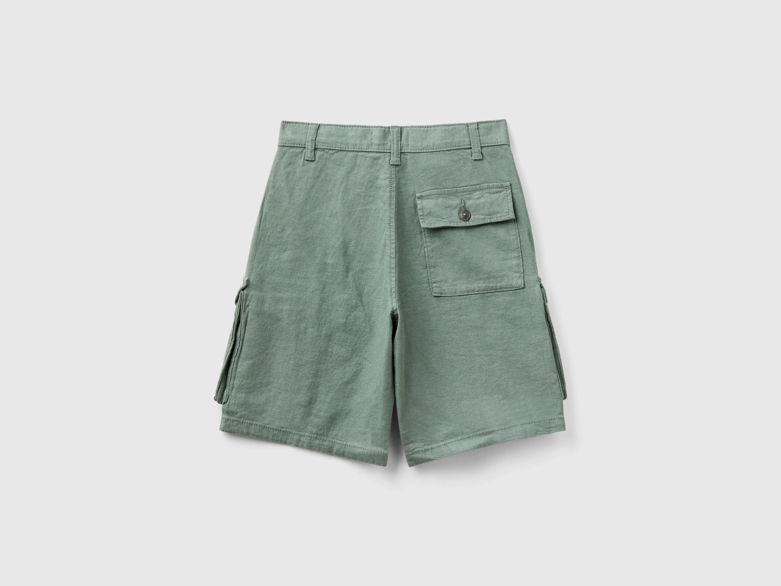 Bermuda cargo in misto lino da bambino verde militare 2 | Benetton Outlet