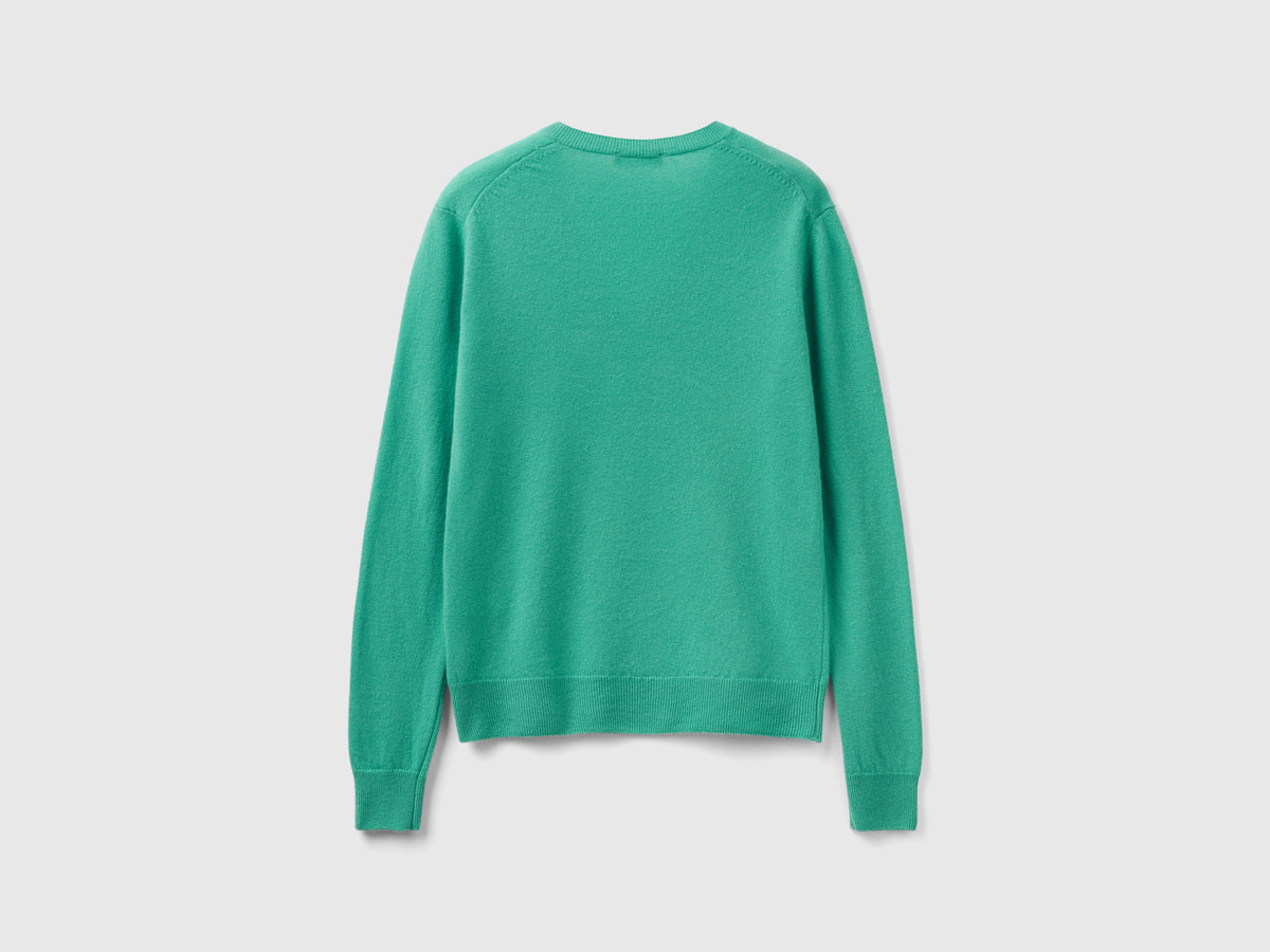 Maglia con scollo a V chiaro in pura lana Merino