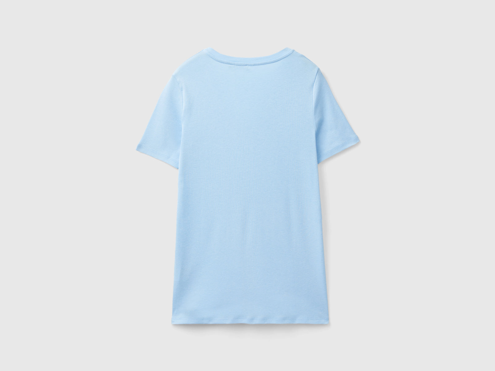 T-shirt in puro cotone con scollo a V da donna azzurro 2 | Benetton Outlet