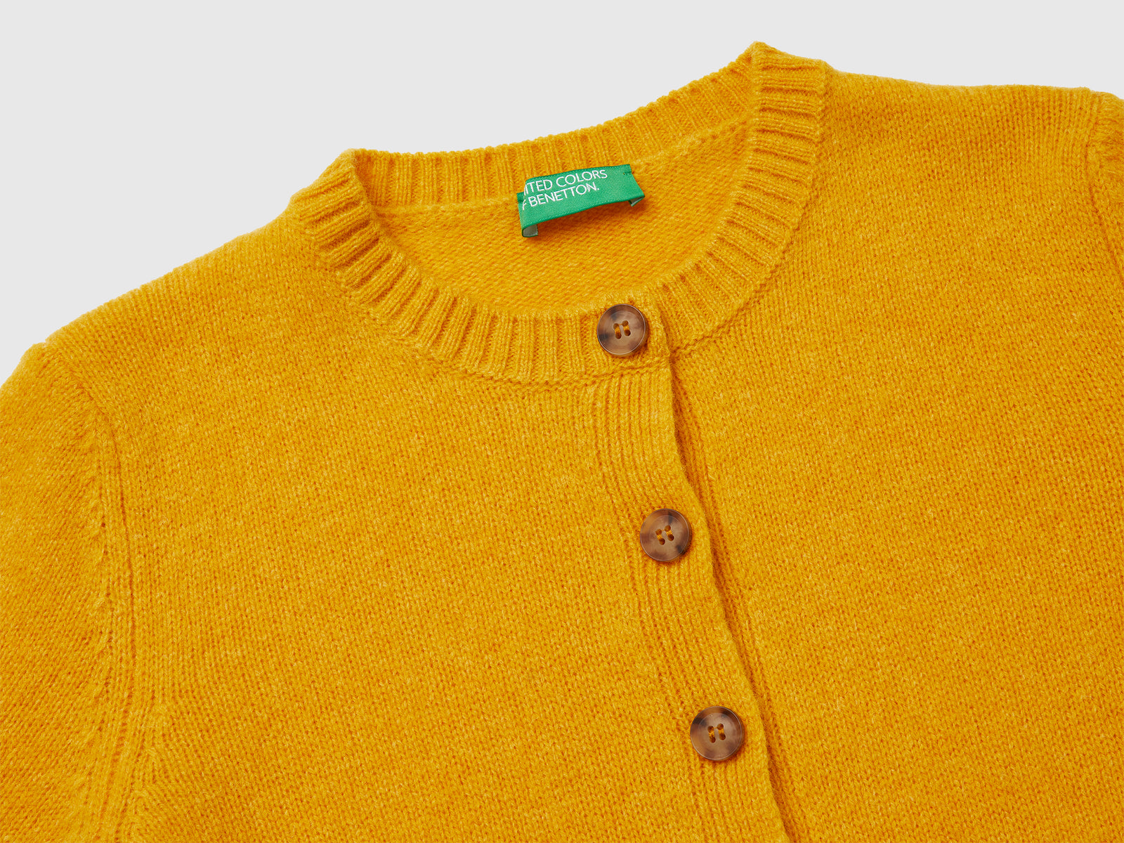 Cardigan in pura lana Shetland da donna senape 3 | Benetton Outlet
