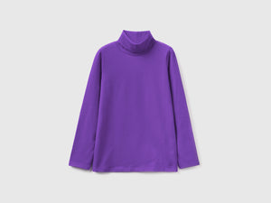 T-shirt stretch con collo alto