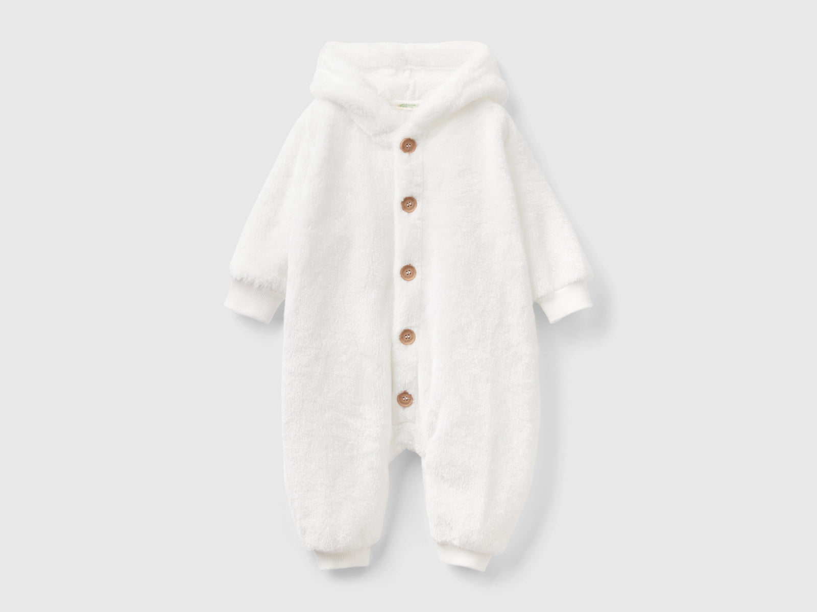 Tutina in pelliccetta sintetica da neonato bianco | Benetton Outlet
