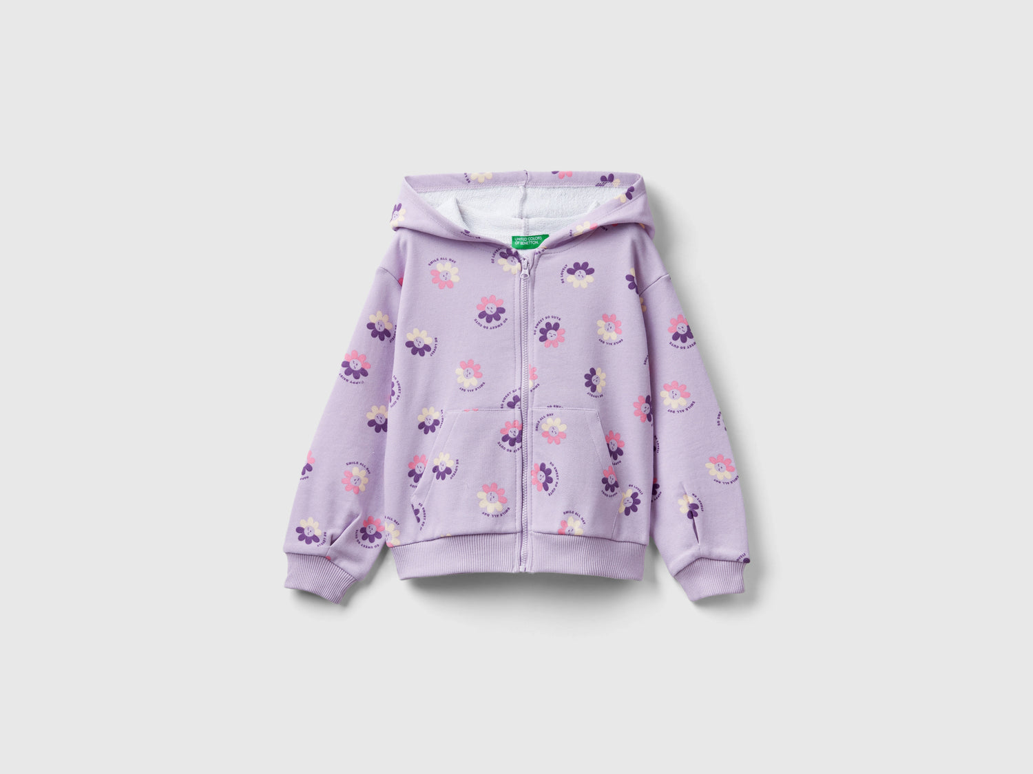 Felpa con stampa floreale da bimba lilla | Benetton Outlet