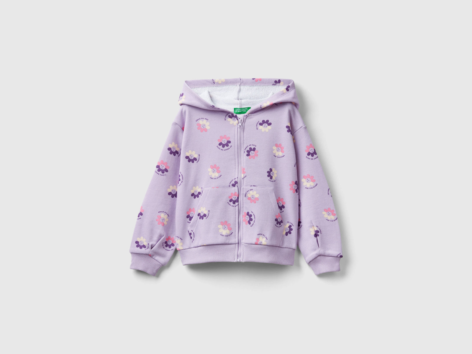 Felpa con stampa floreale da bimba lilla | Benetton Outlet