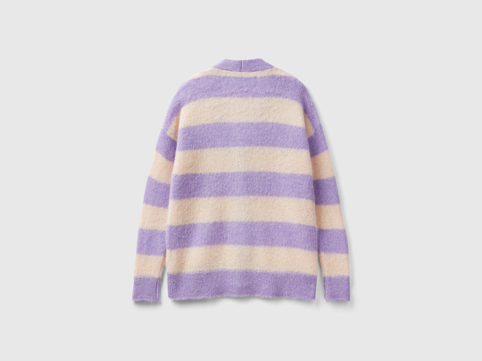 Cardigan a righe in misto alpaca da donna lilla 2 | Benetton Outlet