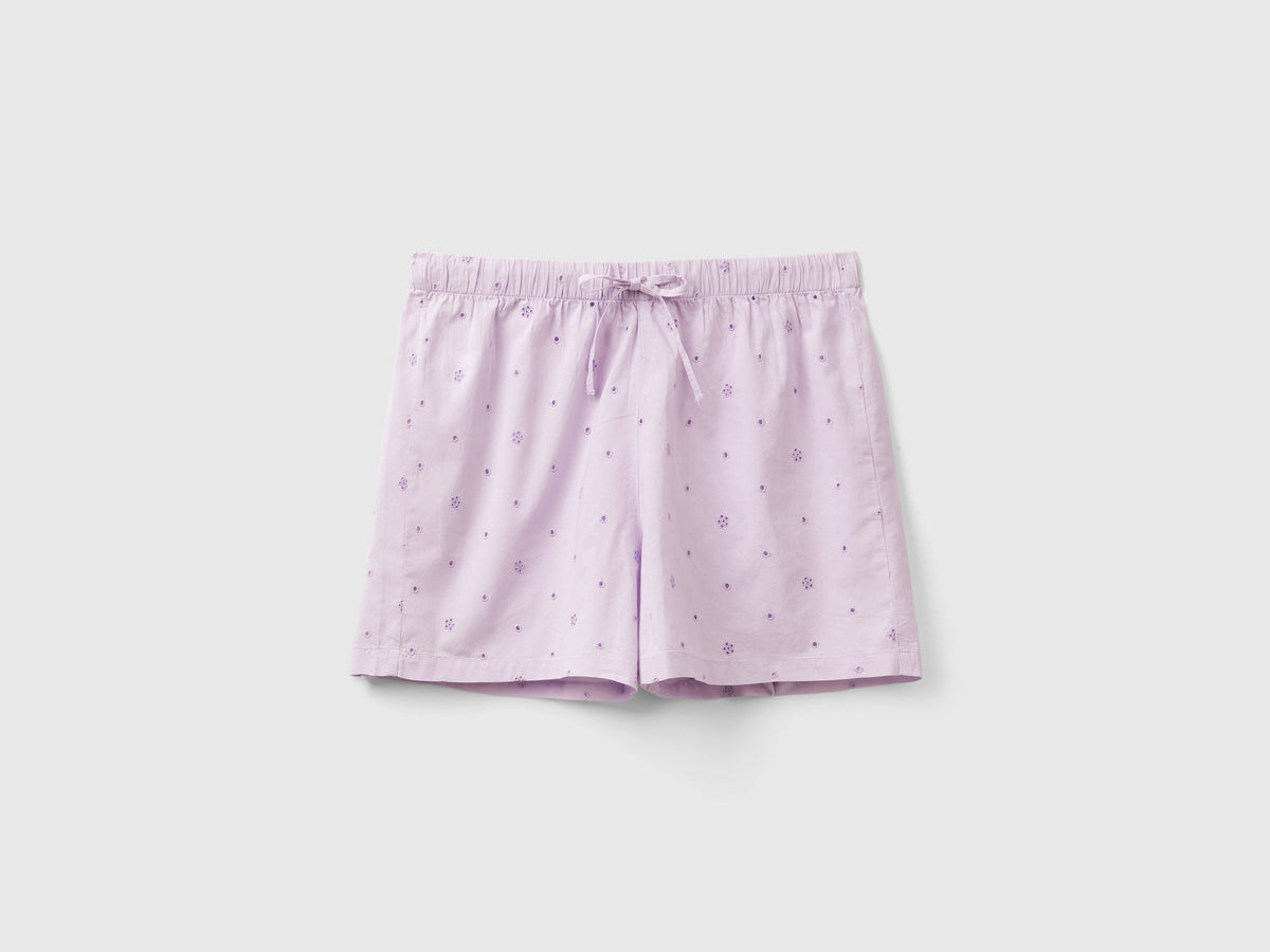 Shorts con ricami sangallo