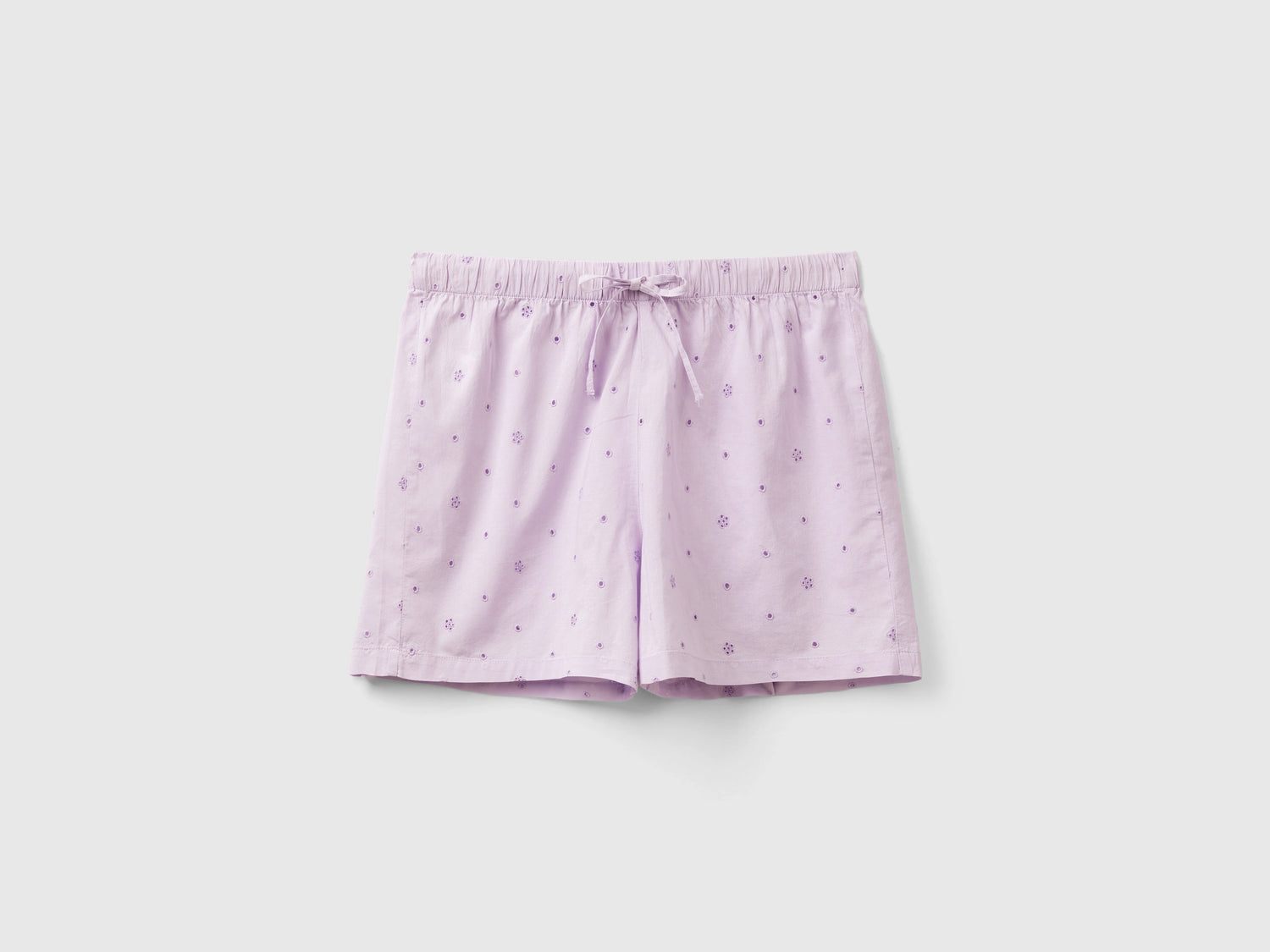 Shorts con ricami sangallo da donna lilla | Benetton Outlet