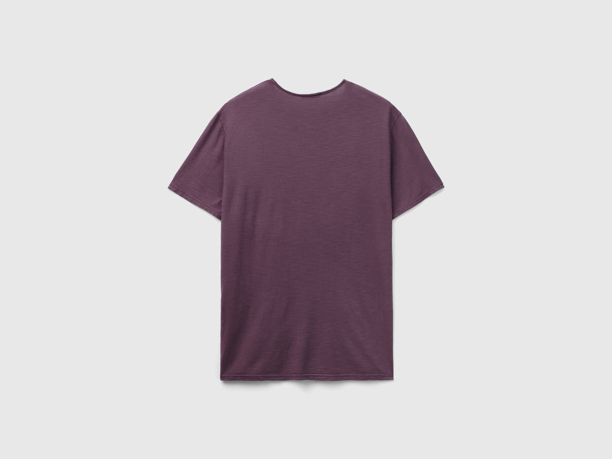 T-shirt viola in cotone fiammato