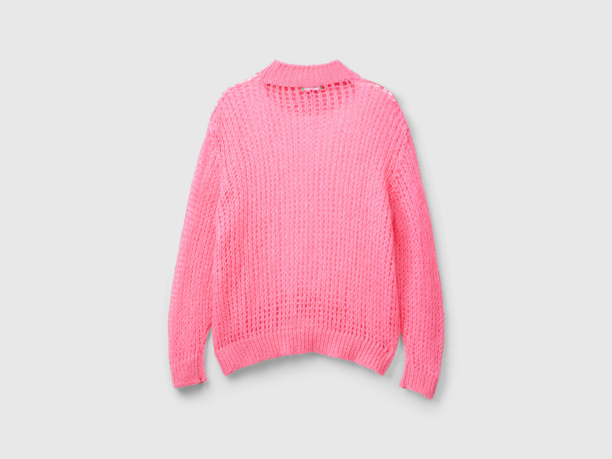 Mohair blend mesh turtleneck
