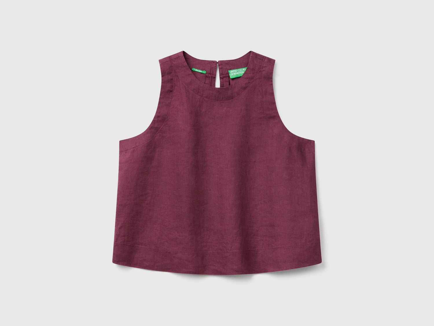 Top smanicato in puro lino da donna prugna | Benetton Outlet