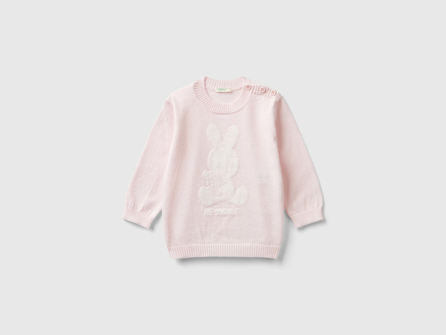 Maglia in caldo cotone con intarsio da neonato rosa tenue | Benetton Outlet