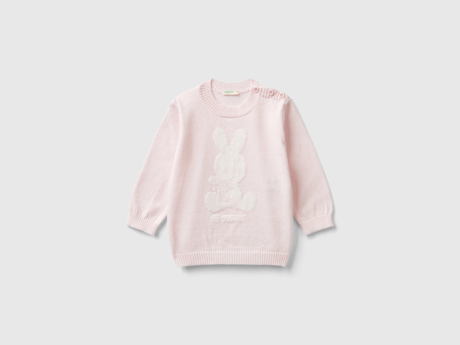 Maglia in caldo cotone con intarsio da neonato rosa tenue | Benetton Outlet