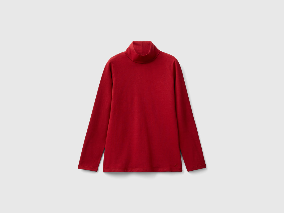 T-shirt stretch con collo alto