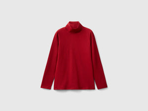 T-shirt stretch con collo alto
