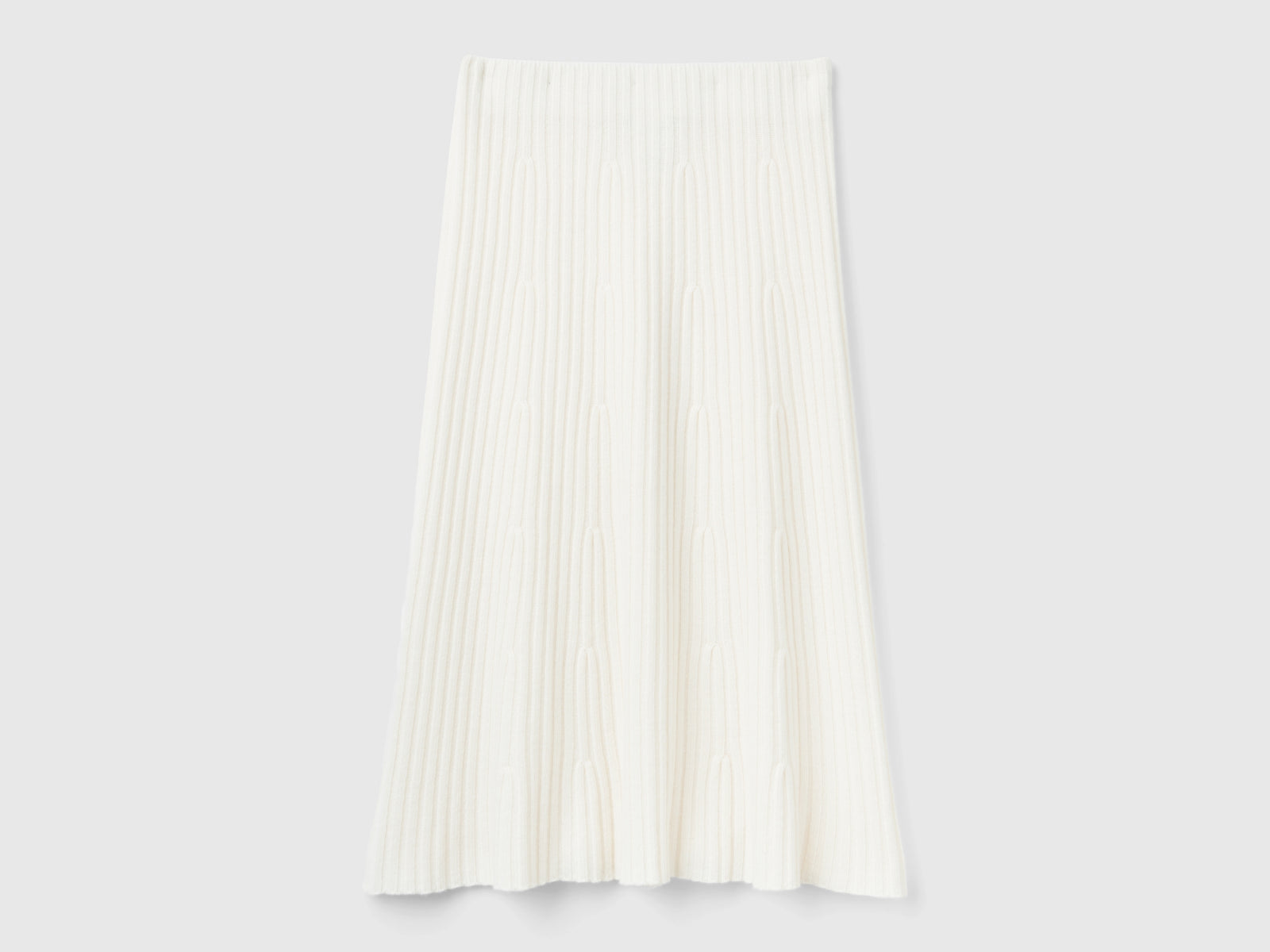 Gonna midi in maglia da donna bianco panna 2 | Benetton Outlet
