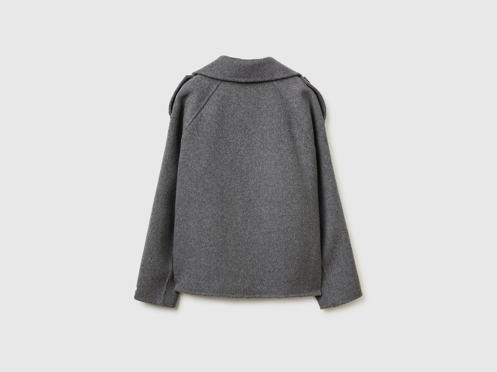 Cappotto doppiopetto 100% lana da donna grigio 2 | Benetton Outlet