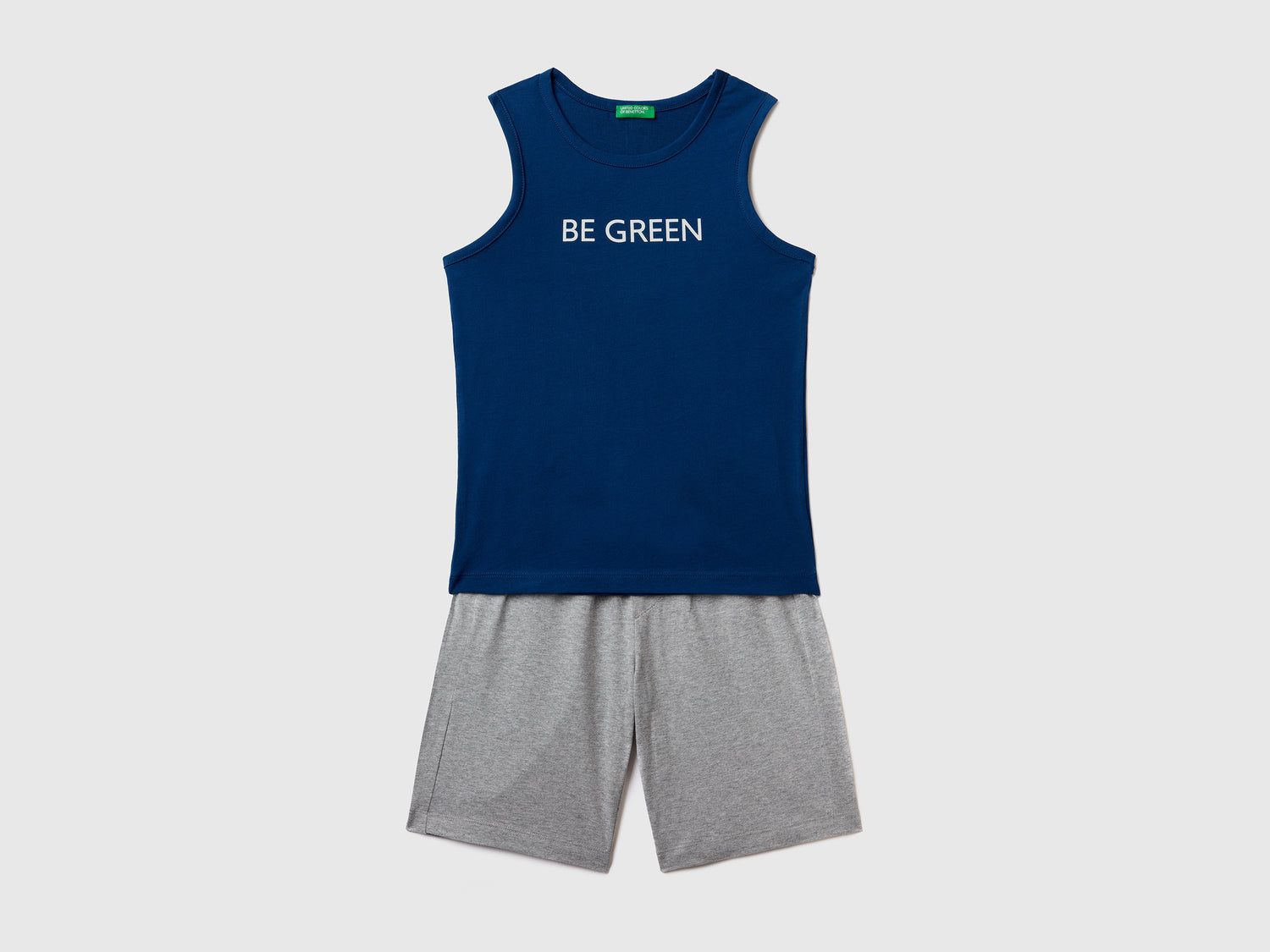 Completino coordinato in puro cotone da bambino blu scuro | Benetton Outlet
