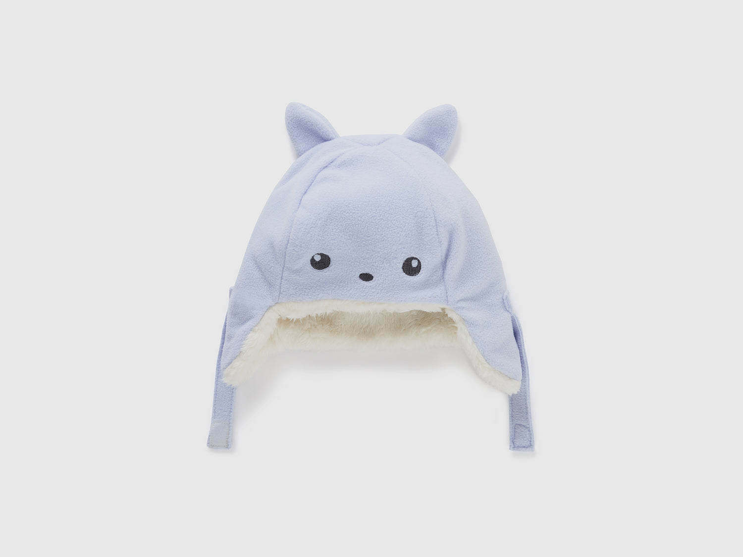 Cappello con paraorecchie in pile da neonato celeste | Benetton Outlet